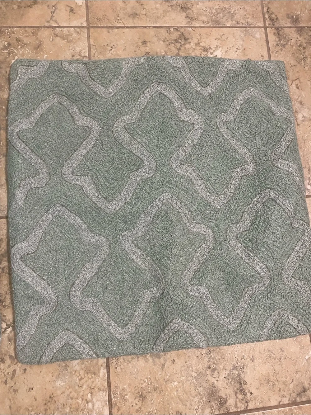 2 Pottery Barn Textured Beaded Sage Decorative Square Trellis Pillow Shams 19x19